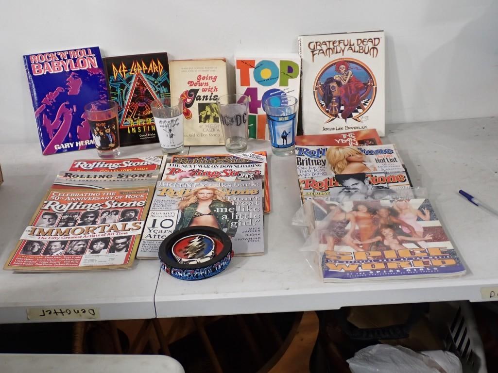 Rock N Roll Lot including Grateful Dead Family Album, Def Leppard, Rolling Stone Magazines, Janis Jo (1 of 8)
