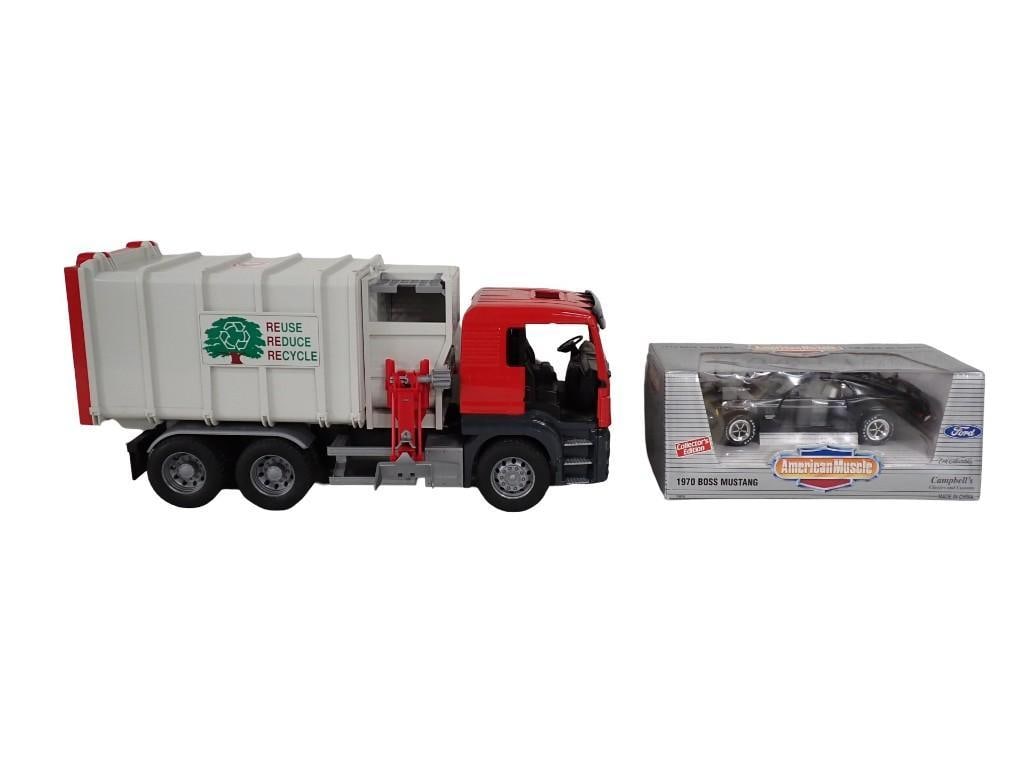 Ertl American Muscle 1970 Boss Mustang Model Car and a Toy Garbage Truck - Missing Doors (1 of 5)