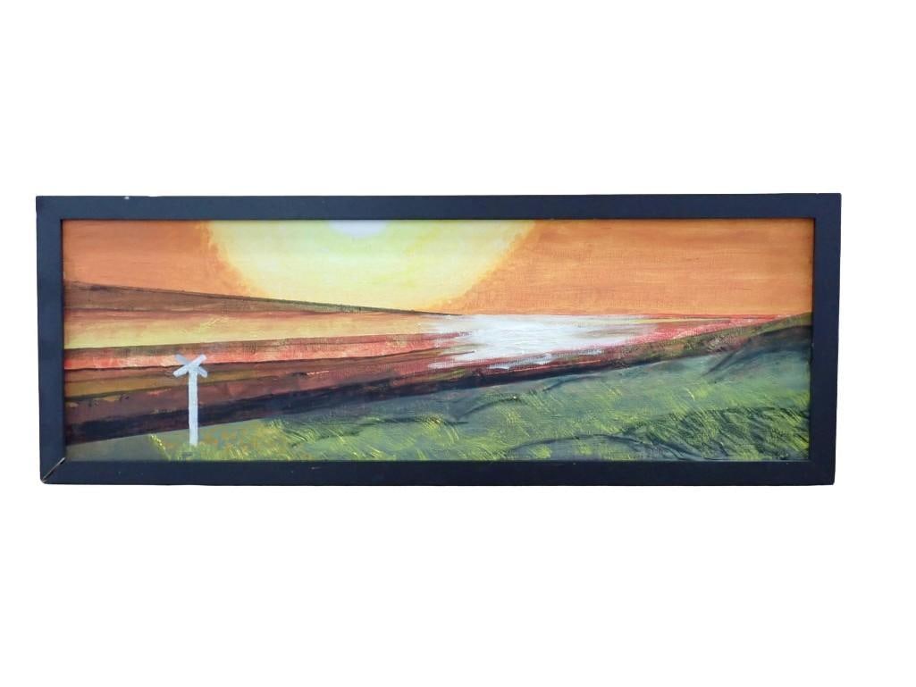 Framed Print of a Sunset Landscape - Measures roughly 9x25": Framed Print of a Sunset Landscape - Measures roughly 9x25" All pictures are considered part of the description and should be examined carefully by bidders. Live Auctioneers is now offering Live S