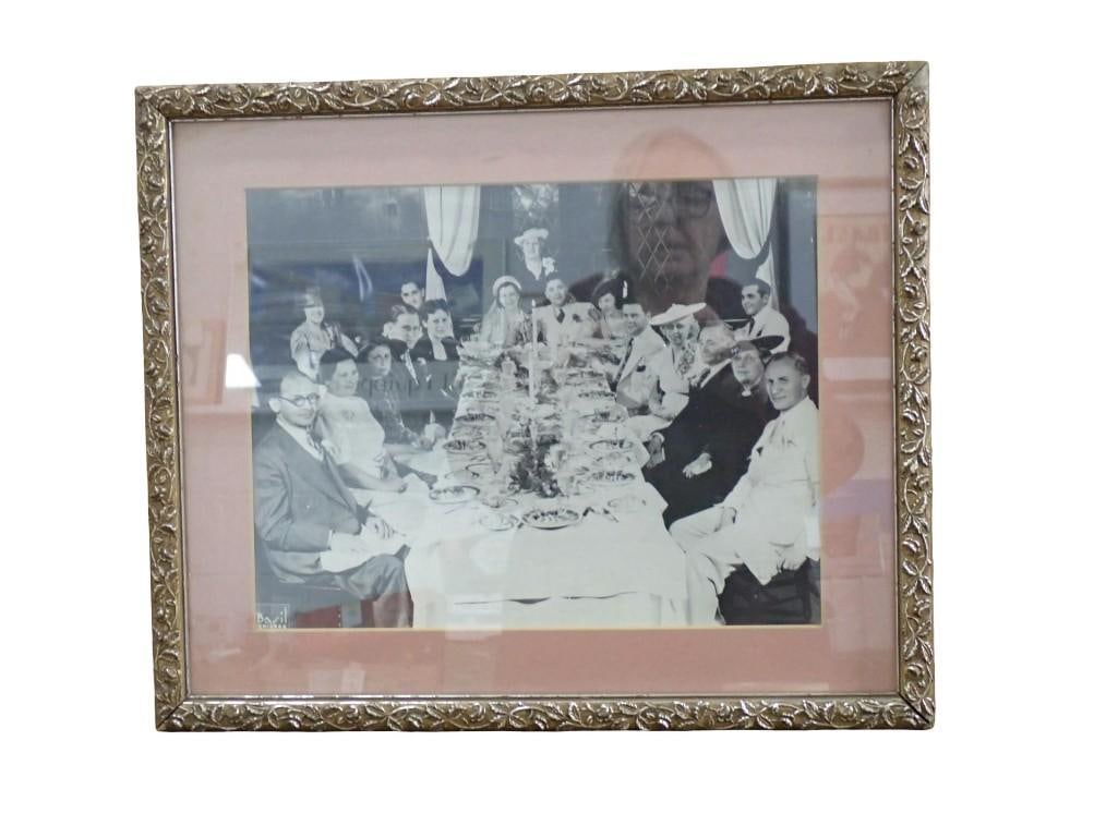 Framed Vintage Print from a Wedding or formal party: Framed Vintage Print from a Wedding or formal party - Measures roughly 14x18" All pictures are considered part of the description and should be examined carefully by bidders. Live Auctioneers is n