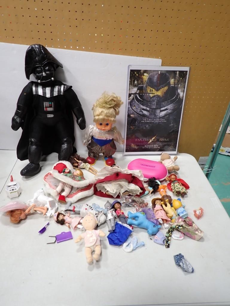 Toy Lot etc. including Dolls, Small Figures, Darth Vader, Pacific Rim Poster, My Little Pony, etc. (1 of 12)