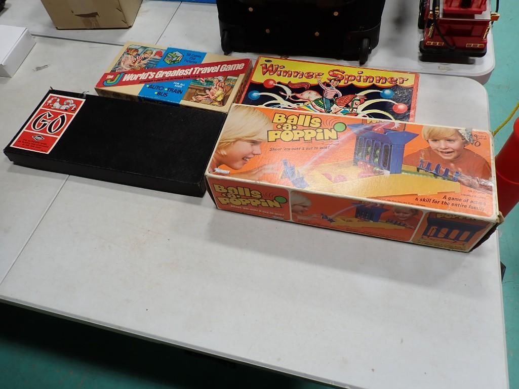 Vintage Board Game Lot including Balls a Poppin, Winner Spinner, Go, The World's Greatest Travel Gam (1 of 5)
