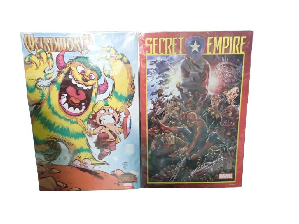 Two Posters including Weirdworld and Secret Empire Marvel Secret Wars: Two Posters including Weirdworld and Secret Empire Marvel Secret Wars - each measure roughly 24x36" All pictures are considered part of the description and should be examined carefully by bidders.