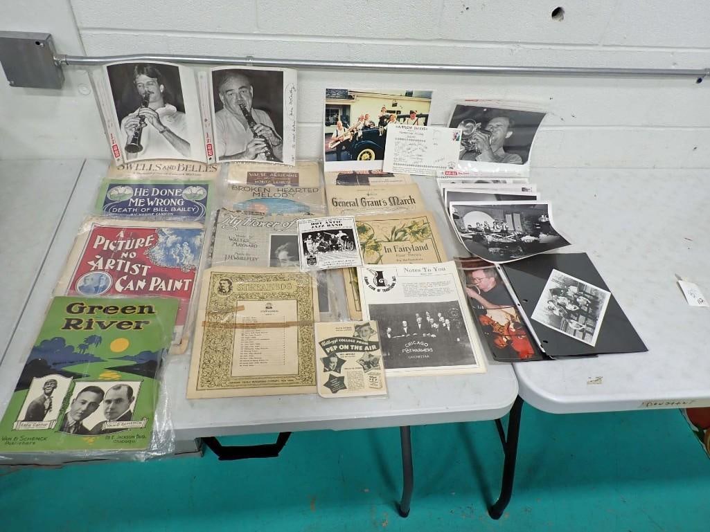 Vintage Ephemera incl Photographs, Sheet Music, Photos of Musicians, Etc: Vintage Ephemera incl Photographs, Sheet Music, Photos of Musicians, etc All pictures are considered part of the description and should be examined carefully by bidders. Live Auctioneers is now