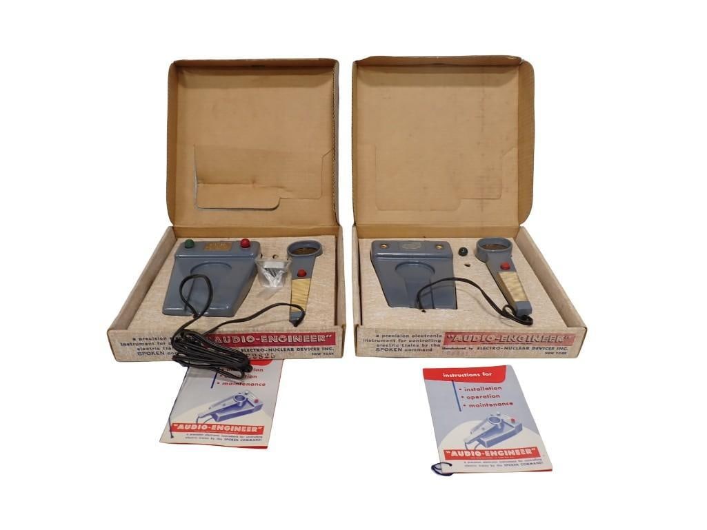 2 Vintage Audio Engineer Electronic Instruments for Controlling Electric Trains by Spoken Command in: 2 Vintage Audio Engineer Electronic Instruments for Controlling Electric Trains by Spoken Command in Original Boxes. Condition: untested All pictures are considered part of the