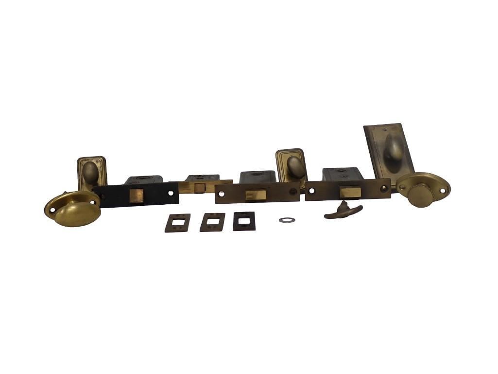 4 Antique Door or Cabinet Locks with Knobs and Extras: 4 Antique Door or Cabinet Locks with Knobs and Extras All pictures are considered part of the description and should be examined carefully by bidders. Live Auctioneers is now offering Live