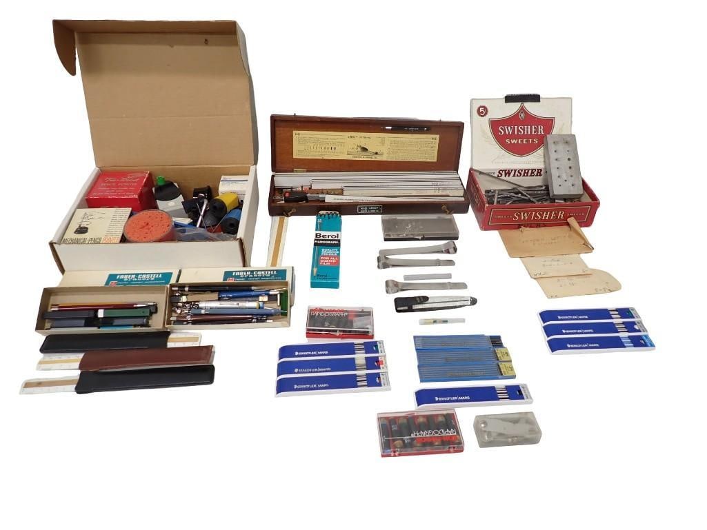 Lot of Vintage Pens, Pencils, Tools, Etc: Lot of Vintage Pens, Pencils, Tools, Etc All pictures are considered part of the description and should be examined carefully by bidders. Live Auctioneers is now offering Live Shipping through