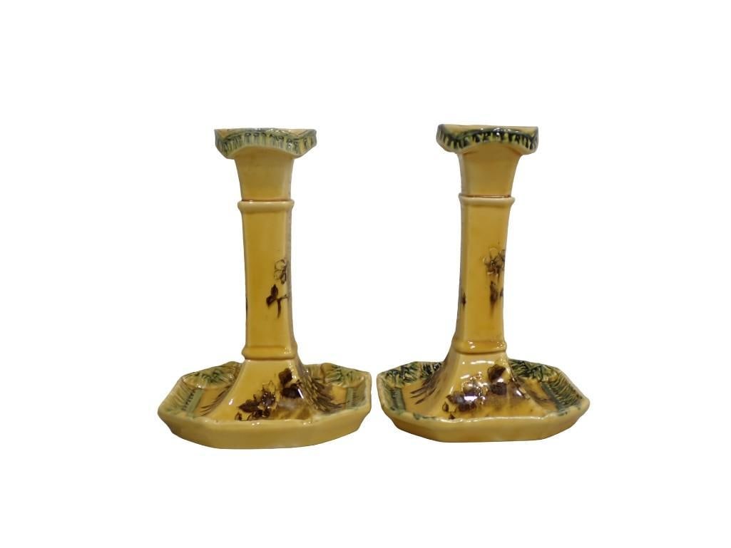 Pair of Melrose Ware Candlestick Holders Made in England: Pair of Melrose Ware Candlestick Holders Made in England All pictures are considered part of the description and should be examined carefully by bidders. Live Auctioneers is now offering Live Shippi
