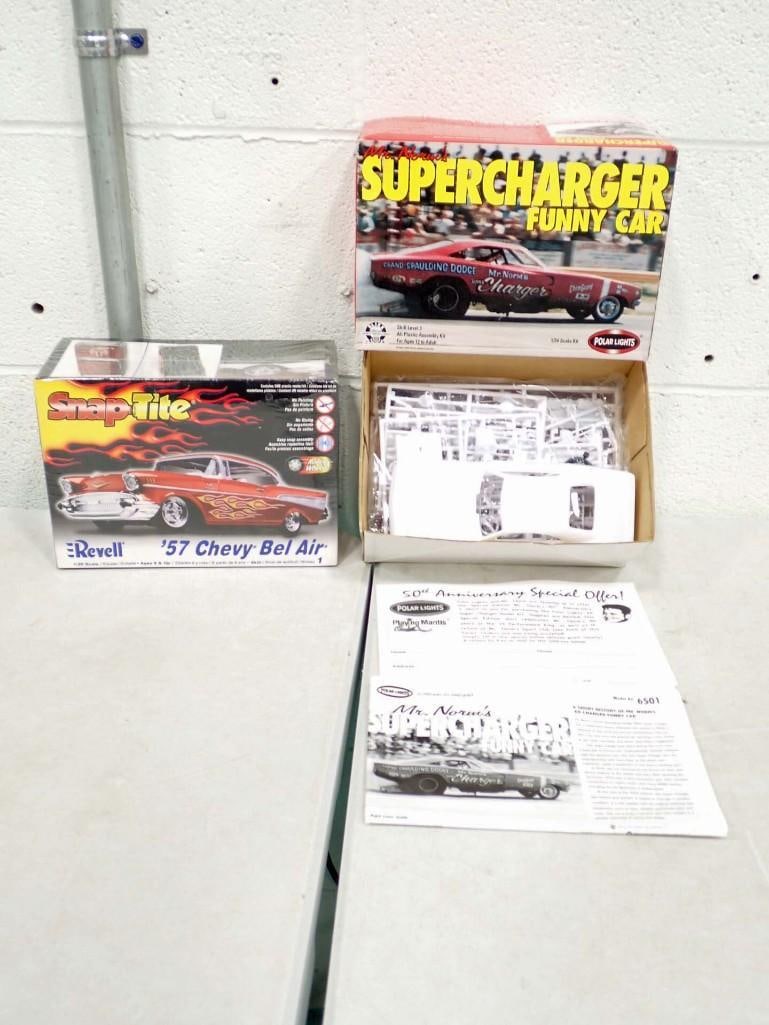 2 Model Car Kits incl Factory Sealed Revell Snap Tite '57 Chevy Bel Air and Open Box Polar Lights Su (1 of 9)
