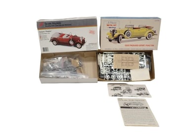 2 Model Car Kits incl Scale Models Die Cast Packard Phaeton Model Kit and Hubley 1930 Packard Sport