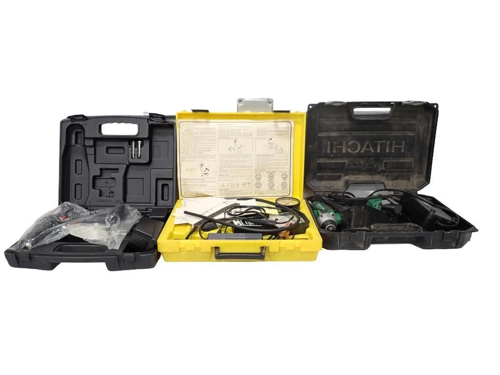 Tool Lot including Craftsman Cordless Drill, Dixson Automotive Tester, Hitachi Drill: Tool Lot including Craftsman Cordless Drill, Dixson Automotive Tester, Hitachi Drill - all with cases All pictures are considered part of the description and should be examined carefully by