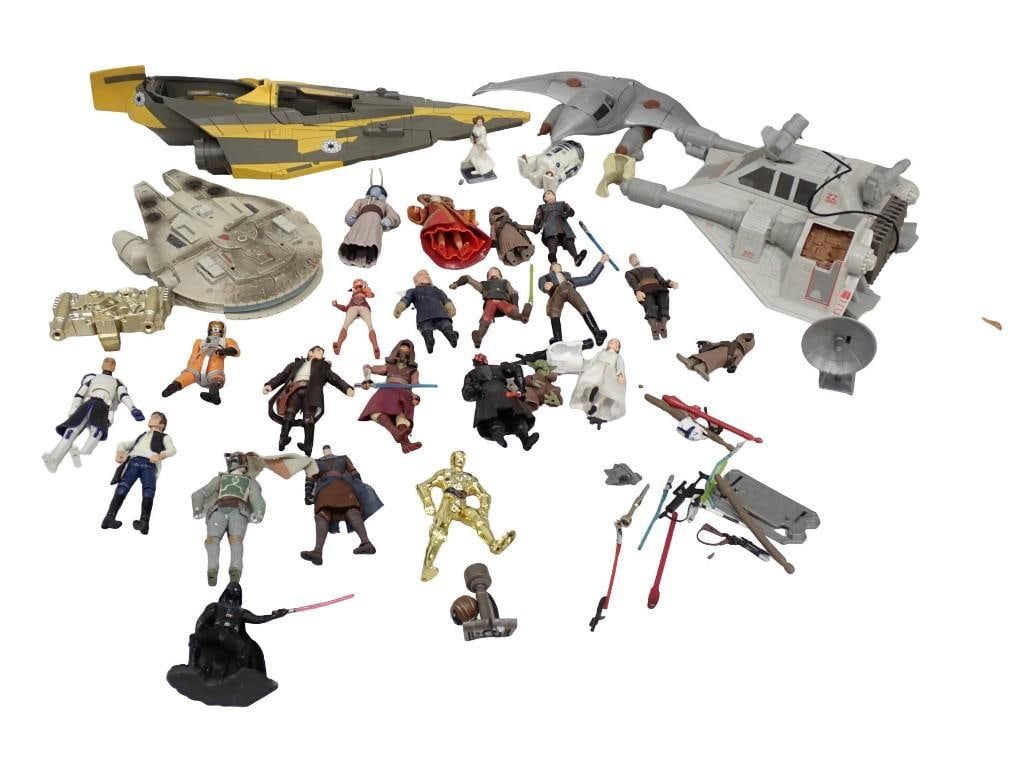 Star Wars Toy Lot including Action Figures, Millennium Falcon, Starfighter, Snowspeeder, etc (1 of 7)