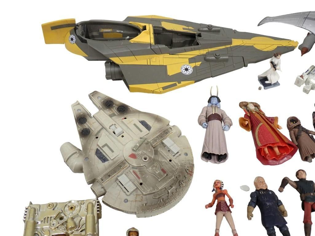 Star Wars Toy Lot including Action Figures, Millennium Falcon, Starfighter, Snowspeeder, etc - 2