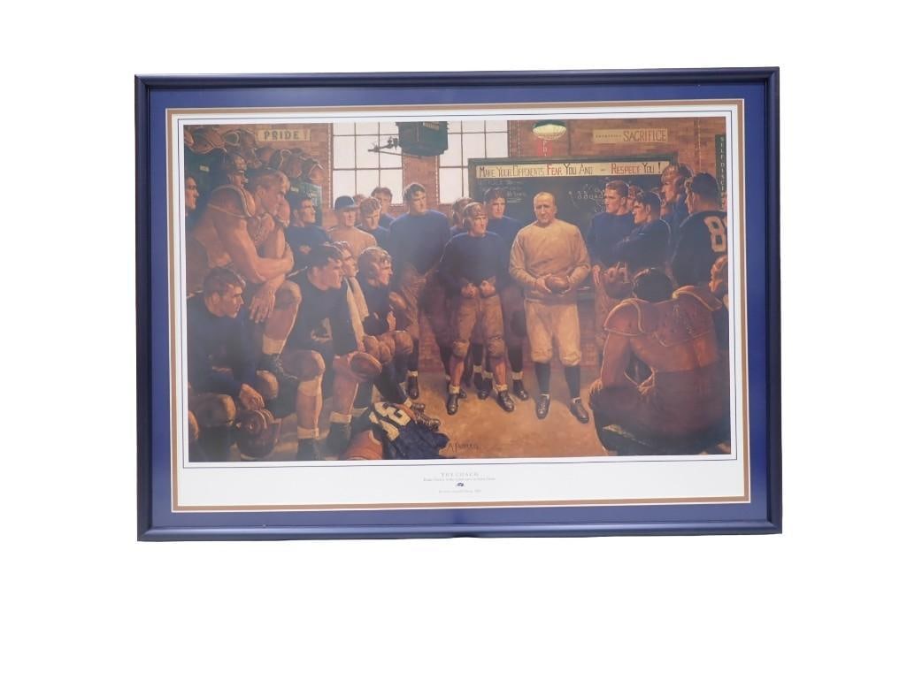 Arnold Friberg, The Coach Knute Rockne in the Locker Room at Notre Dame Framed Print: Arnold Friberg, The Coach Knute Rockne in the Locker Room at Notre Dame Framed Print All pictures are considered part of the description and should be examined carefully by bidders. Live