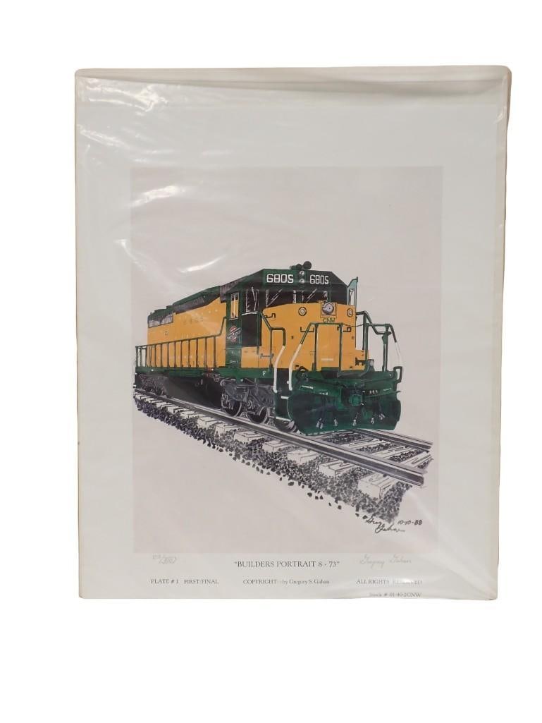 Gregory Gahan Print of Northwesterns SD-40-2 #6805 Limited Edition Numbered 23/400: Gregory Gahan Print of Northwesterns SD-40-2 #6805 Limited Edition Numbered 23/400 Builders Portrait Series All pictures are considered part of the description and should be examined