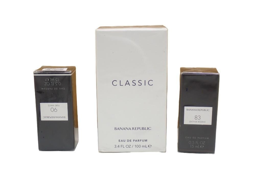 3 Eau De Parfum incl Banana Republic Classic, Banana Republic 90 Pure White, Banana Republic 83 Leat: 3 Eau De Parfum incl Banana Republic Classic, Banana Republic 90 Pure White, Banana Republic 83 Leather Reserve All pictures are considered part of the description and should be examined