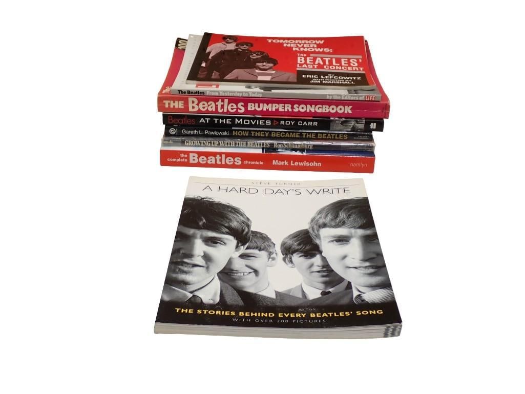 8 The Beatles Books incl Growing Up with The Beatles, The Complete Beatles Chronicle, The Beatles Bu: 8 The Beatles Books incl Growing Up with The Beatles, The Complete Beatles Chronicle, The Beatles Bumper Songbook, The Beatles from Yesterday to Today, A Hard Day's Write, Etc All pictures are