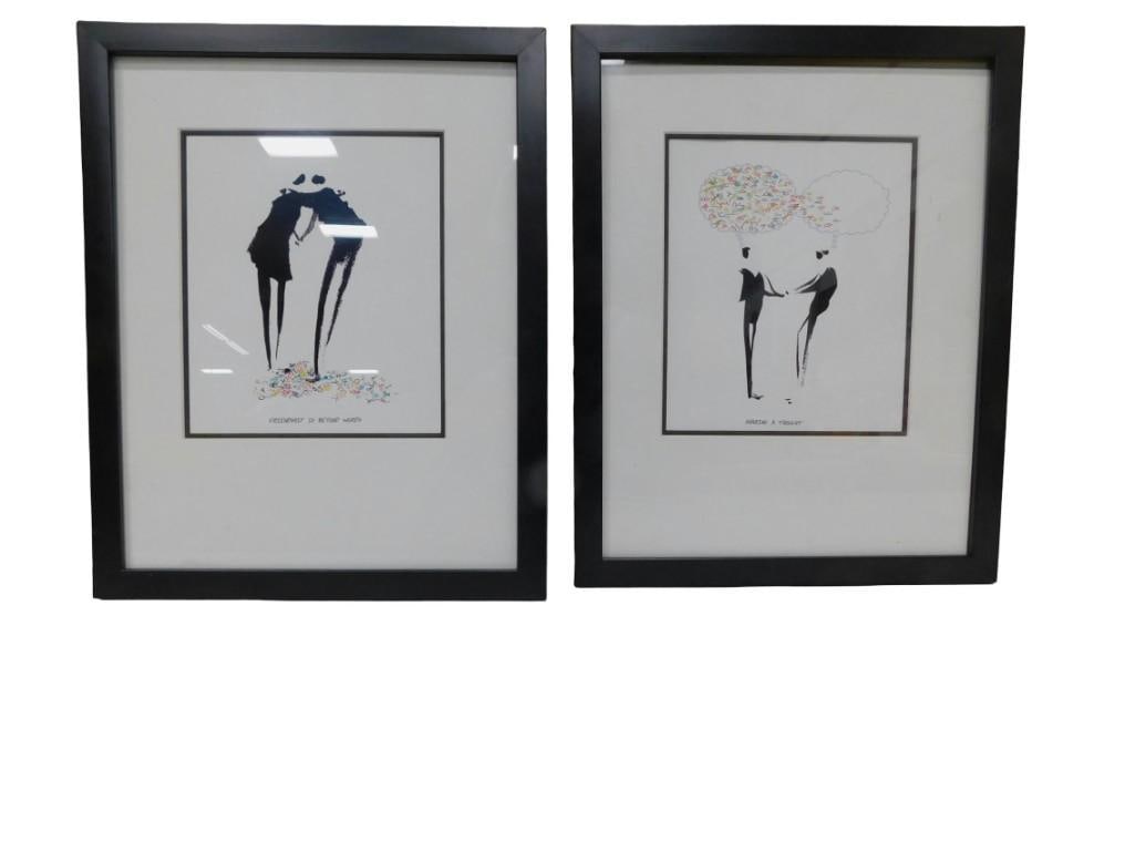 Two Framed Prints - Silhouettes "Friendship is Beyond Words" and "Sharing a Thought": Two Framed Prints - Silhouettes "Friendship is Beyond Words" and "Sharing a Thought" Each measure roughly 12x15" All pictures are considered part of the description and should be e