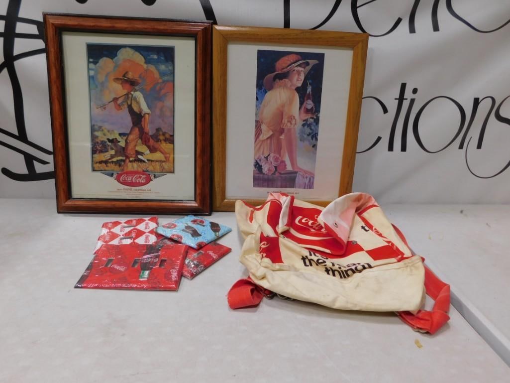 Coca Cola Lot including Two Framed Prints, Bag, Light Switch Covers: Coca Cola Lot including Two Framed Prints, Bag, Light Switch Covers All pictures are considered part of the description and should be examined carefully by bidders. Live Auctioneers is now offering Li