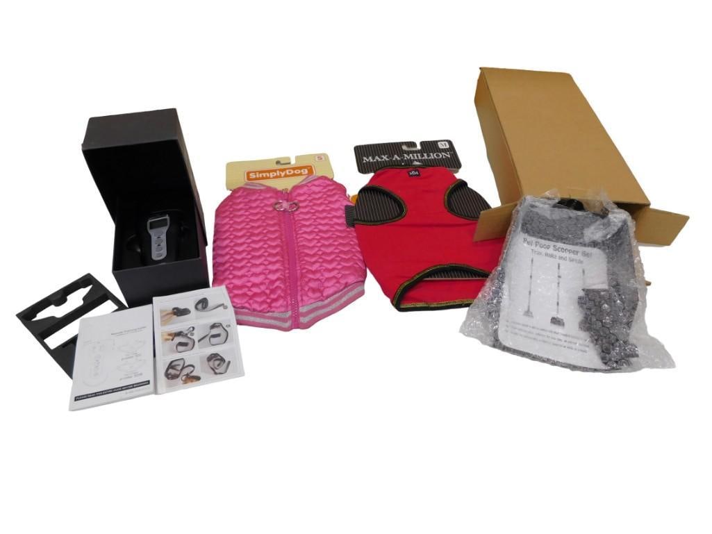 Dog Accessories Lot including Coats, Pooper Scooper Set, Training Collar, etc: Dog Accessories Lot including Coats, Pooper Scooper Set, Training Collar, etc All pictures are considered part of the description and should be examined carefully by bidders. Live Auctioneers is now o