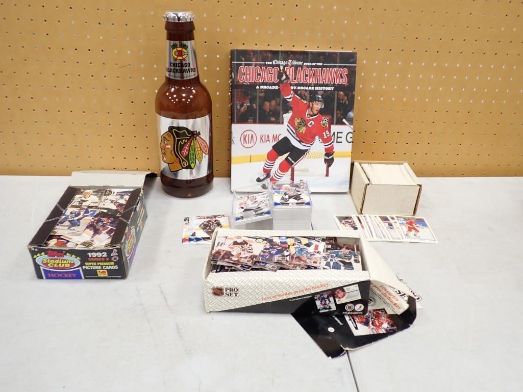 Chicago Blackhawks / Hockey Lot including Trading Cards, Topps Stadium Club, Tribune Book, Novelty (1 of 10)