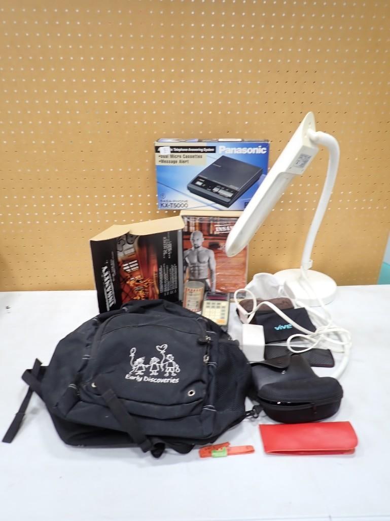 Misc. Lot including Telephone Answering Machine, Lamp, Vintage TI Calculator, Beachbody Insanity 60- (1 of 7)
