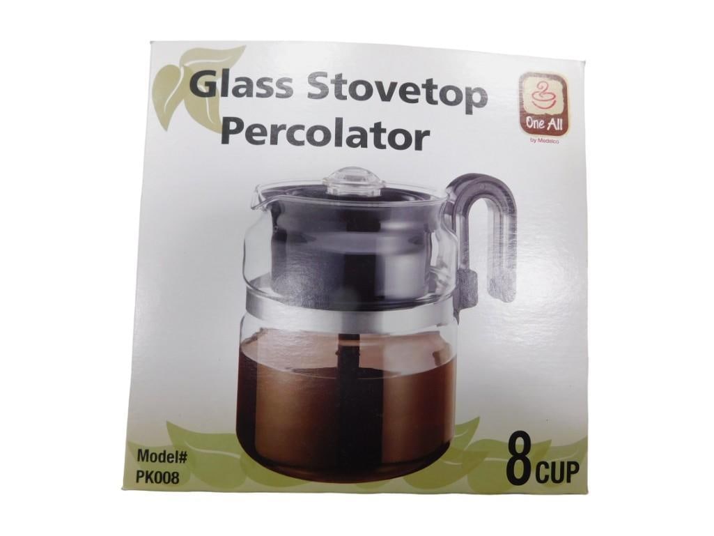 8 Cup Glass Stovetop Percolator New in Box: 8 Cup Glass Stovetop Percolator New in Box All pictures are considered part of the description and should be examined carefully by bidders. Live Auctioneers is now offering Live Shipping through the
