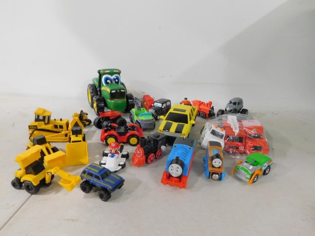 Toy Lot including Cars, Trucks, Thomas the Train, Mario Kart, Caterpillar, John Deere, etc (1 of 8)