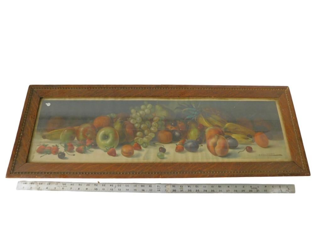 Framed J. Califano Print - Fruit Still Life - Measures roughly 13x38" (1 of 8)