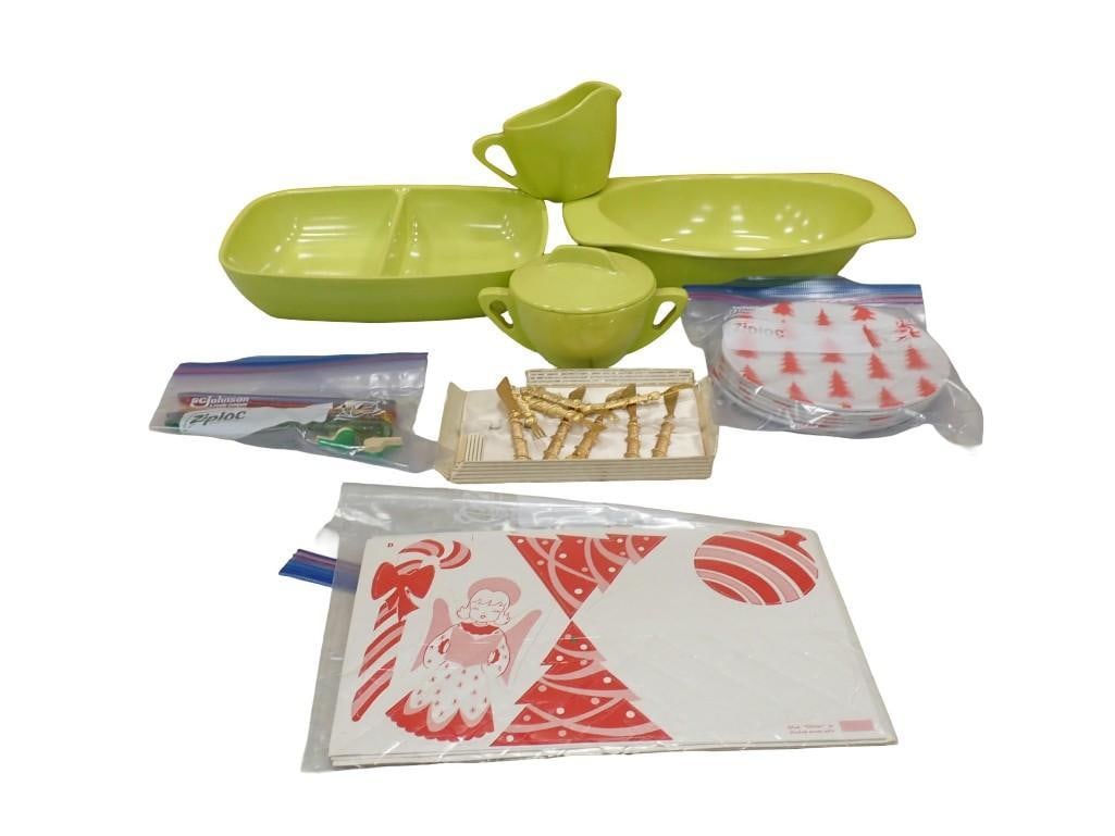 Melamine Dishes, Whistle Swizzle Stick Stirrers, Christmas Ornament Glitter Kit, Cocktail Knives and: Melamine Dishes, Whistle Swizzle Stick Stirrers, Christmas Ornament Glitter Kit, Cocktail Knives and Forks, etc All pictures are considered part of the description and should be examined carefully by 