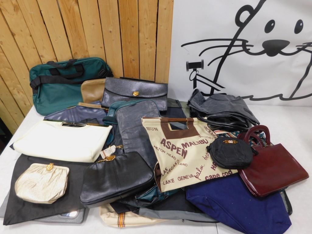 Lot of Purses, Handbags, etc: Lot of Purses, Handbags, etc All pictures are considered part of the description and should be examined carefully by bidders. Live Auctioneers is now offering Live Shipping through them. This is an