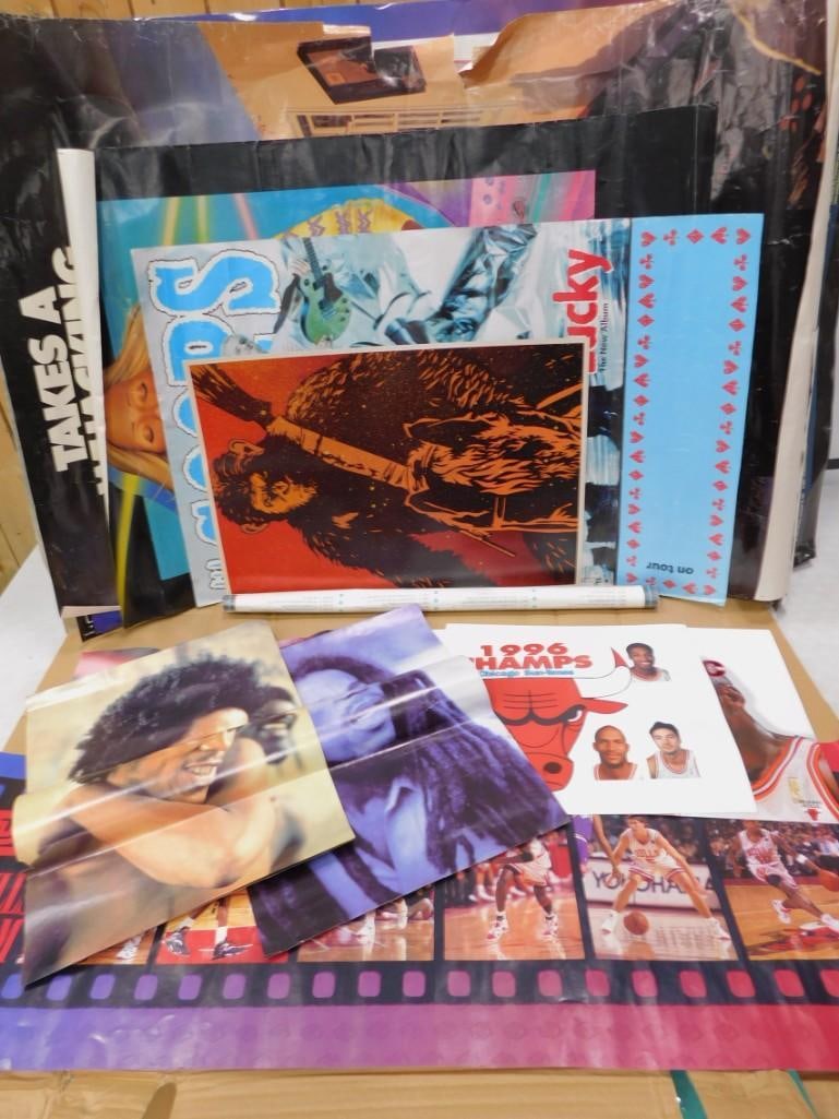 Lot of assorted Posters, Prints, etc. Including Chicago Bulls, Bob Marley, The Goops, Planet of the (1 of 9)