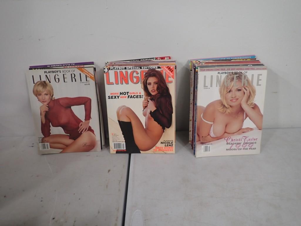 Large Stack of Playboy Lingerie Adult Magazines: Large Stack of Playboy Lingerie Adult Magazines All pictures are considered part of the description and should be examined carefully by bidders. Live Auctioneers is now offering Live Shipping through 