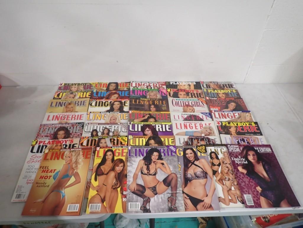 Large Stack of Playboy Lingerie Adult Magazines: Large Stack of Playboy Lingerie Adult Magazines All pictures are considered part of the description and should be examined carefully by bidders. Live Auctioneers is now offering Live Shipping through 