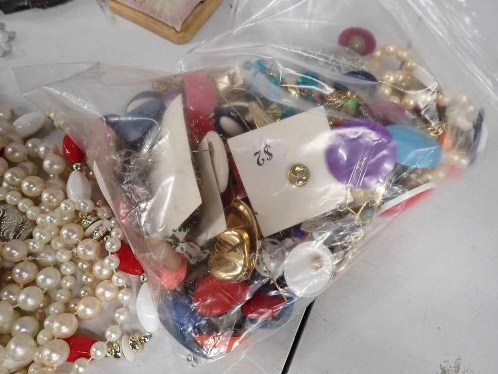 Lot of assorted Costume Jewelry, Silver Plate, Lighter, Smalls, Compacts, Chinese Coins, etc. - 15