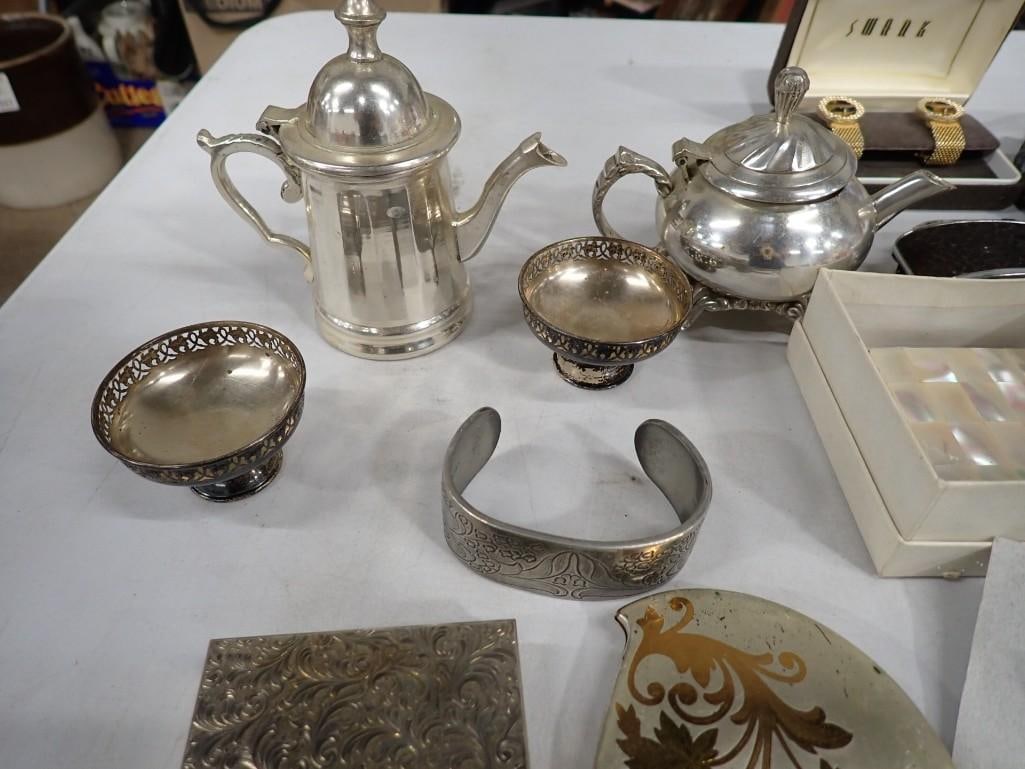 Lot of assorted Costume Jewelry, Silver Plate, Lighter, Smalls, Compacts, Chinese Coins, etc. - 5