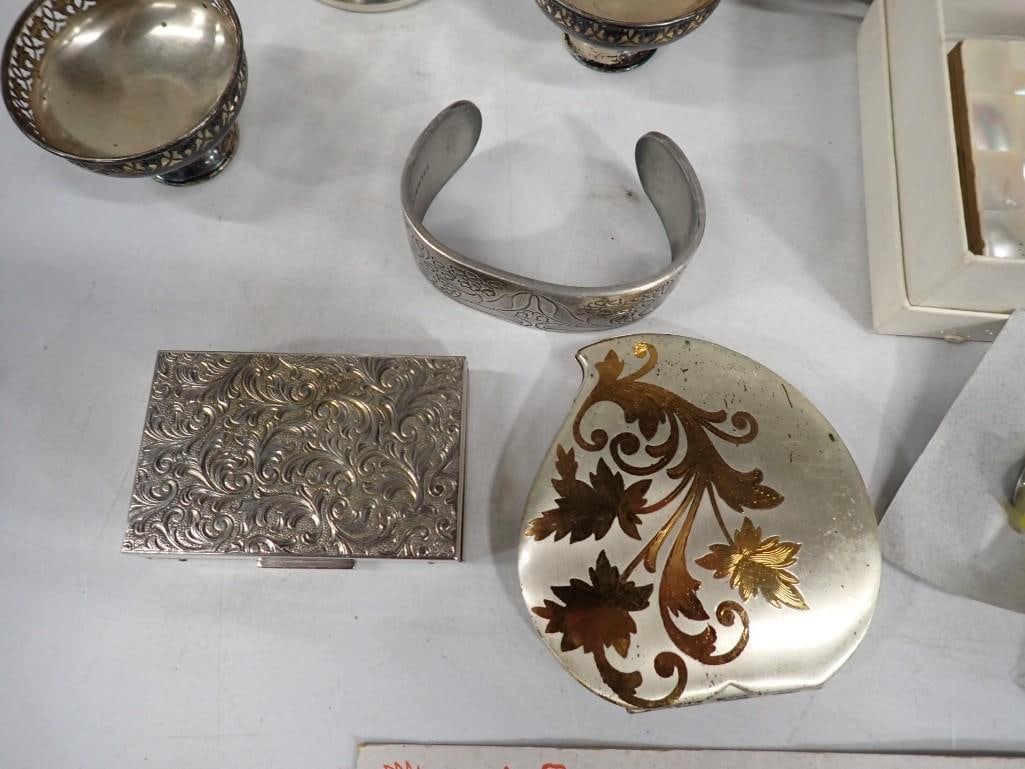 Lot of assorted Costume Jewelry, Silver Plate, Lighter, Smalls, Compacts, Chinese Coins, etc. - 6