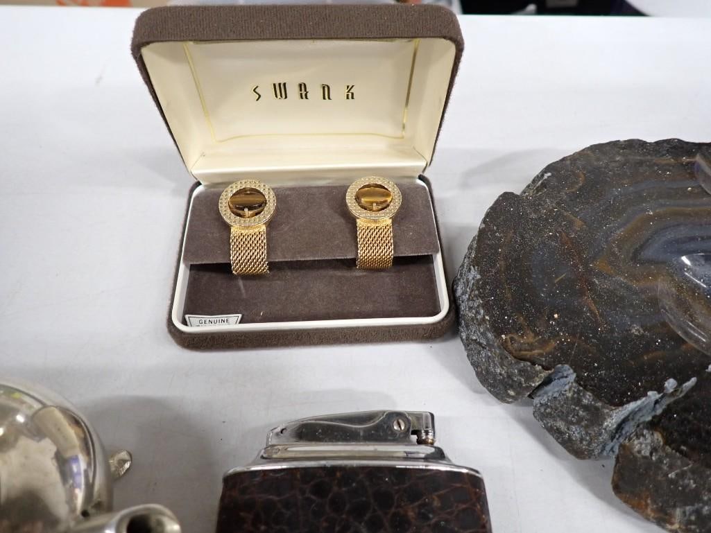 Lot of assorted Costume Jewelry, Silver Plate, Lighter, Smalls, Compacts, Chinese Coins, etc. - 7