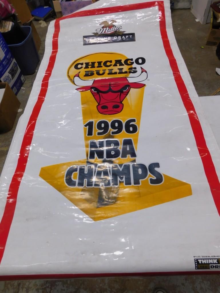 Large Vinyl Chicago Bulls 1996 Champions Banner: Large Vinyl Chicago Bulls 1996 Champions Banner All pictures are considered part of the description and should be examined carefully by bidders. Live Auctioneers is now offering Live Shipping