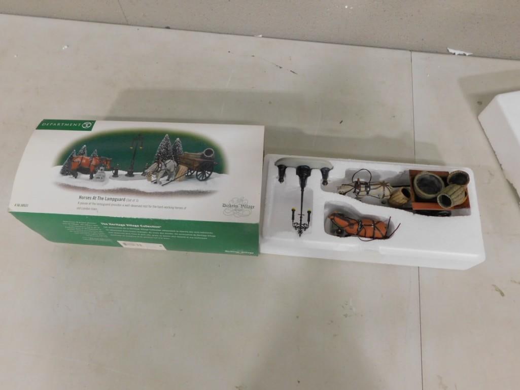 Dept 56 Horses at the Lamp Guard Dickens Village Series Christmas Village Accessory in Original Box (1 of 5)