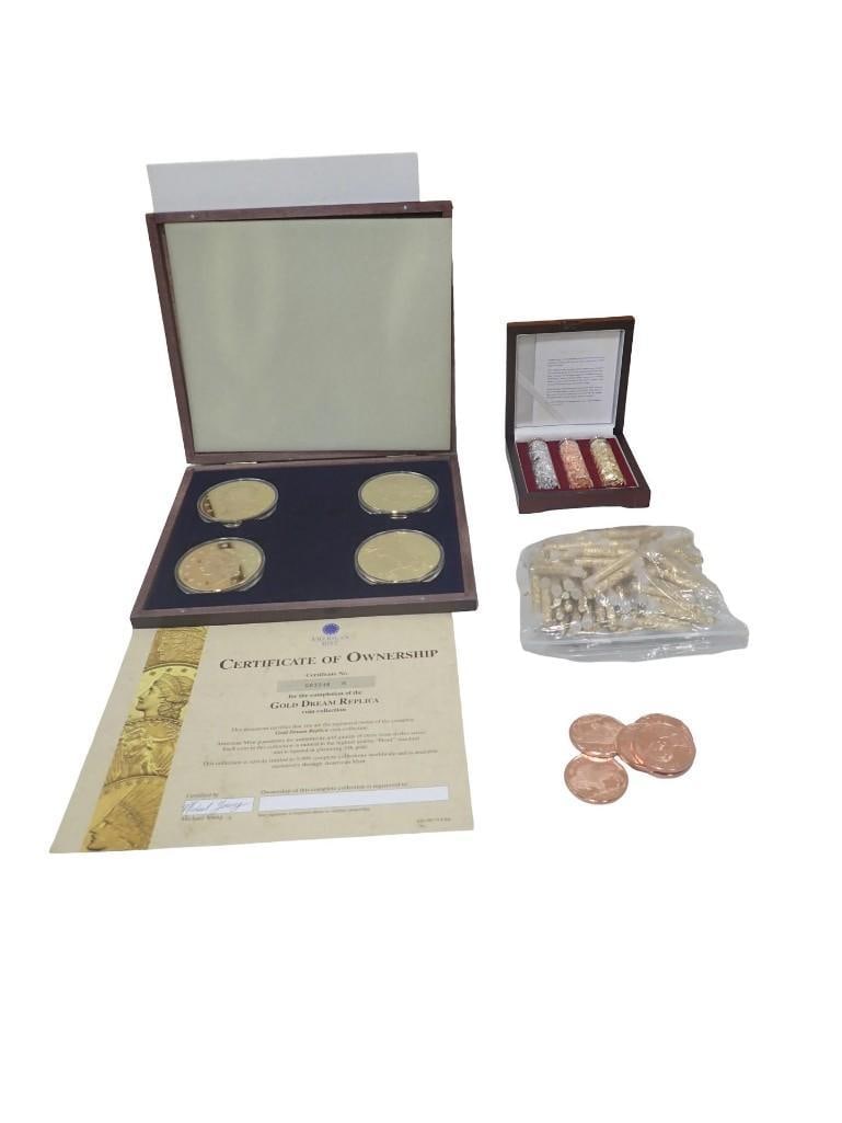 American Mint Gold Dream Replica Coin Set with COA, Golden State Mint Donald J Trump Copper Coins, (1 of 7)