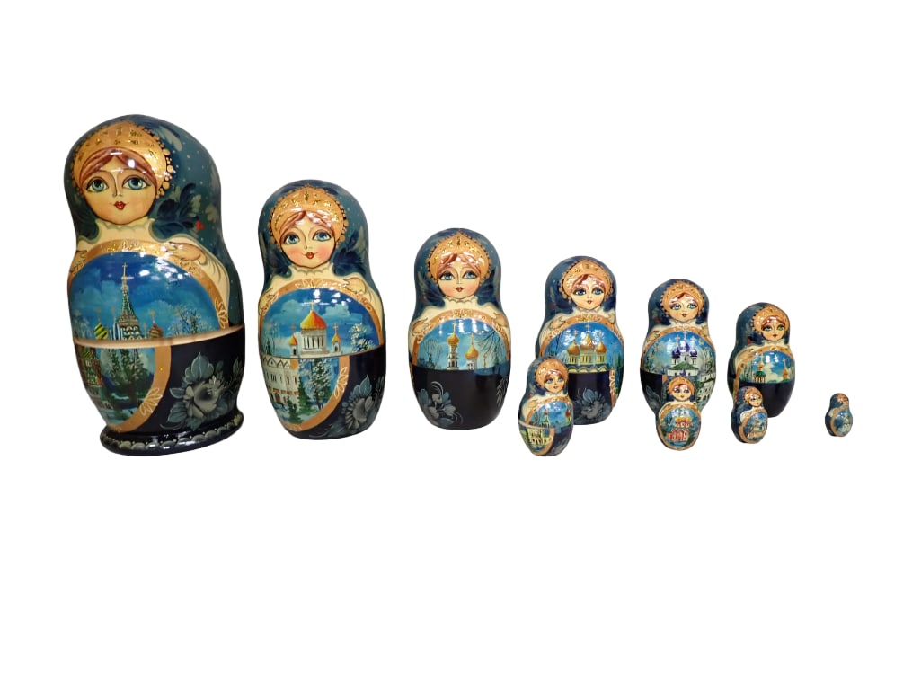 Set of 10 Russian Nesting Dolls Hand Painted and Signed (1 of 9)