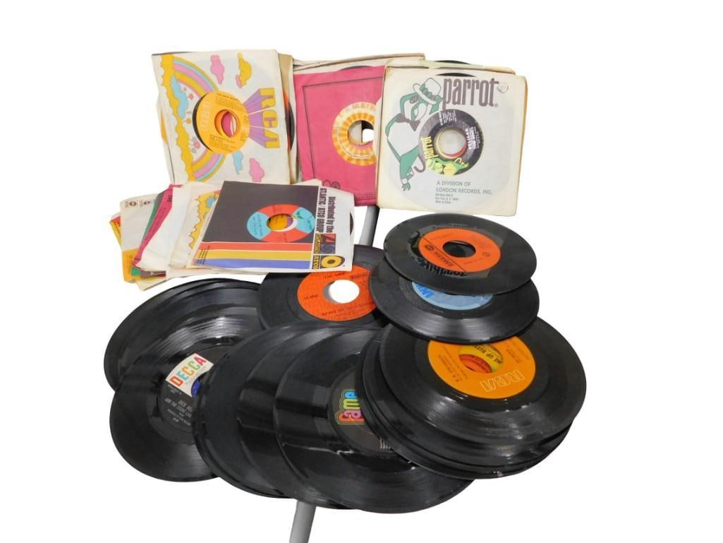 Large Lot of Vinyl 45 RPM Records including Tom Jones, The Main Ingredient, Foundations, (1 of 6)