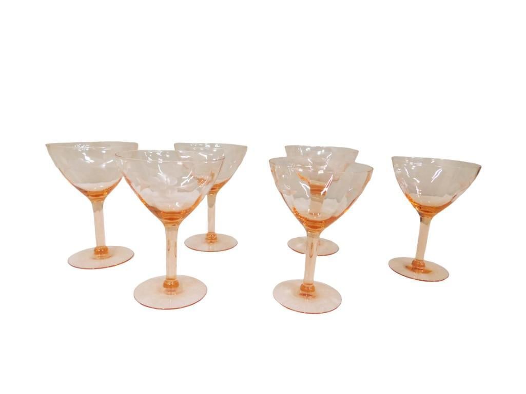 Set of 6 Pink Glass Stemware Glasses Bar Glasses (1 of 5)