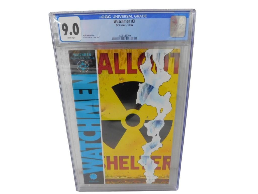 Watchmen #3 Comic Book CGC Graded 9.0 White Pages DC Comics, 11/86 (1 of 7)