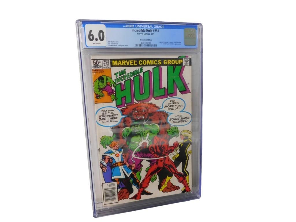 Incredible Hulk #258 Comic Book CGC Graded 6.0 White Pages Marvel Comics, 4/81 Newsstand Edition (1 of 6)