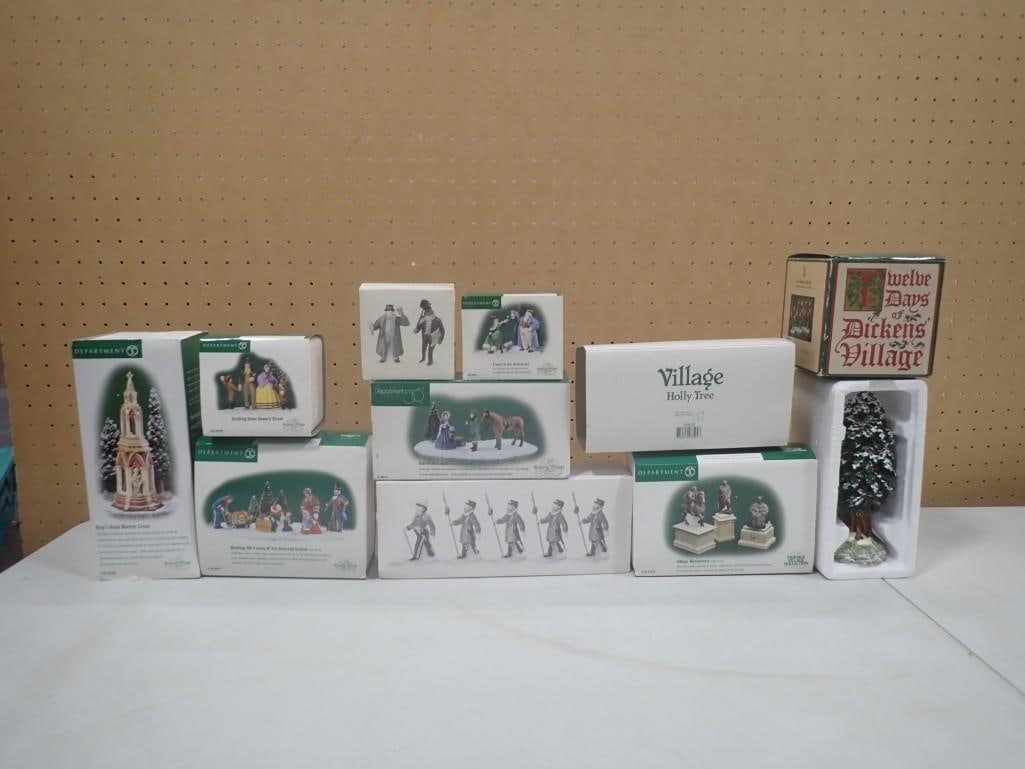 10 Dept 56 Accessories incl Kings Road Market Cross, Meeting Family at the Railroad Station, (1 of 7)