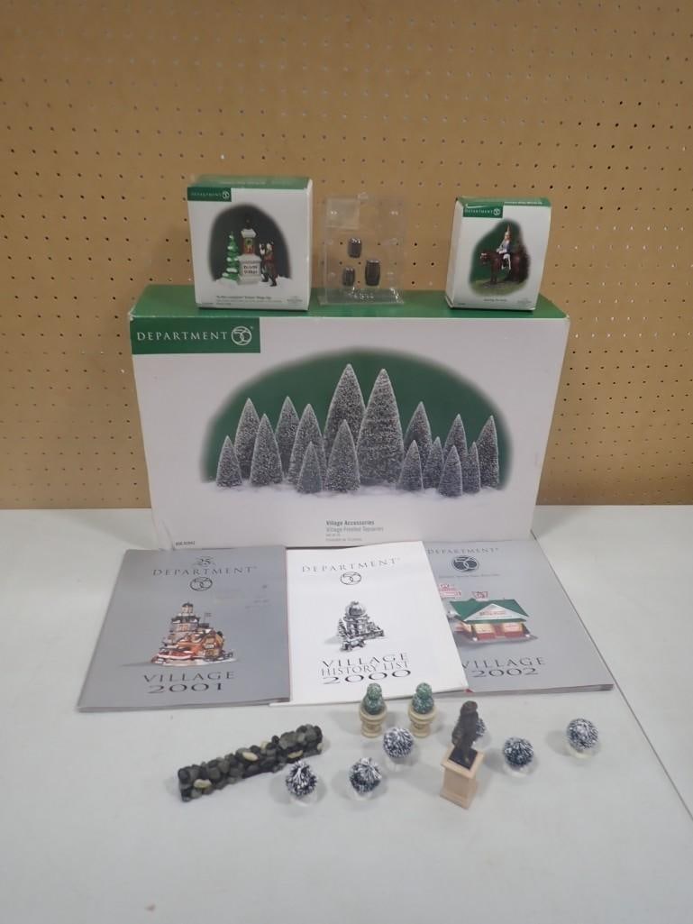 Dept 56 Accessories incl Village Frosted Topiaries Set, Ye Old Lamplighter, Guarding the Castle (1 of 8)