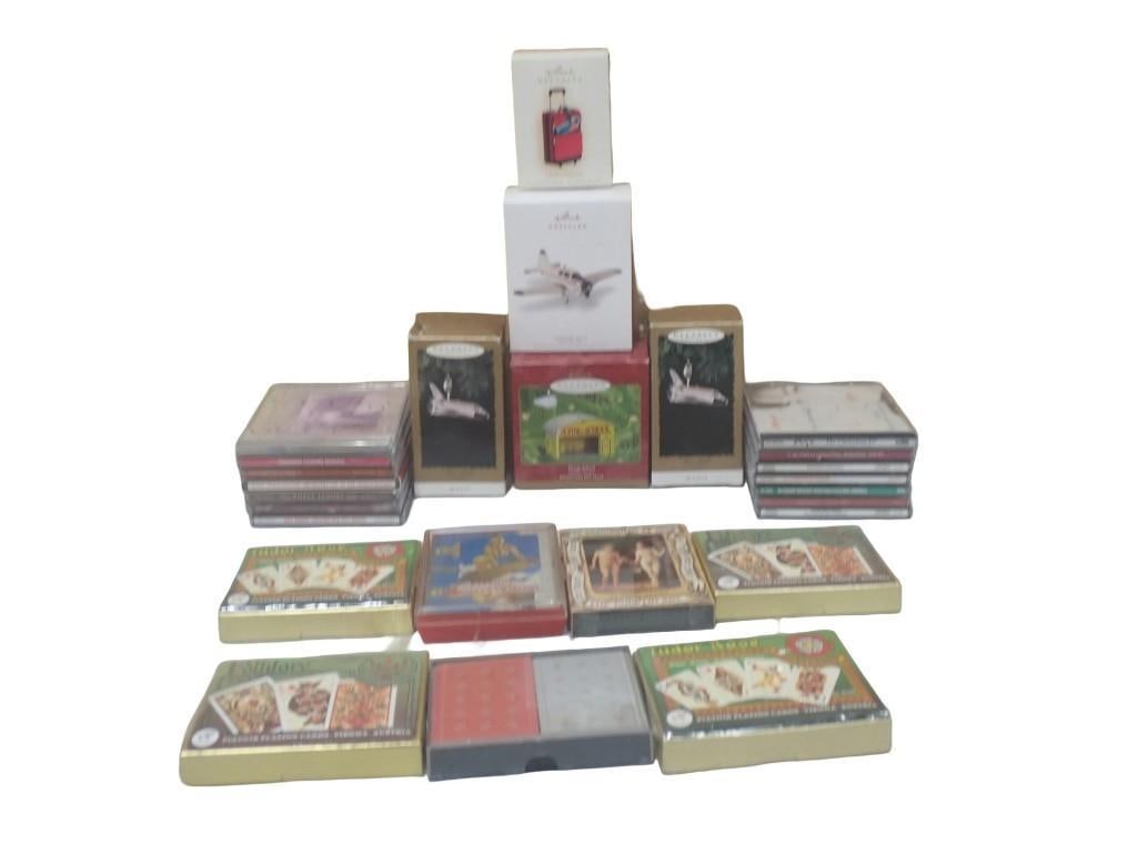 Christmas Lot including Music, Hallmark Keepsake Ornaments including NASA, Plus Vintage Playing Card (1 of 8)