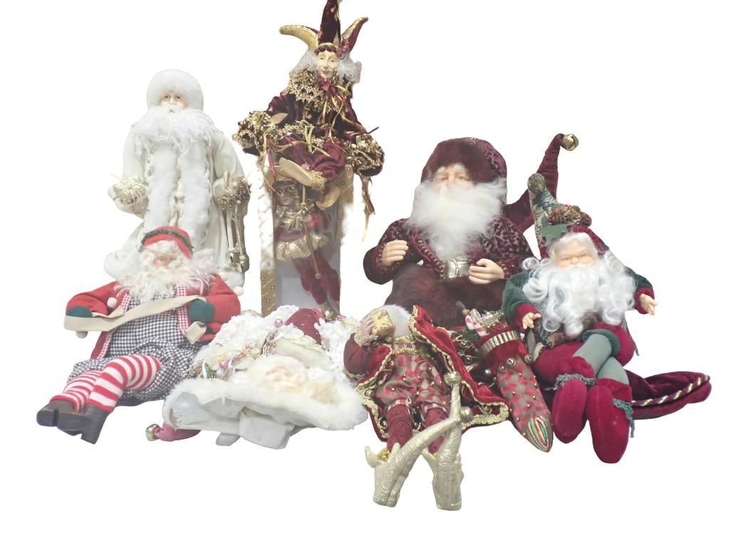 Lot of Decorative Santa Claus Figures and Jester / Harlequin (1 of 8)